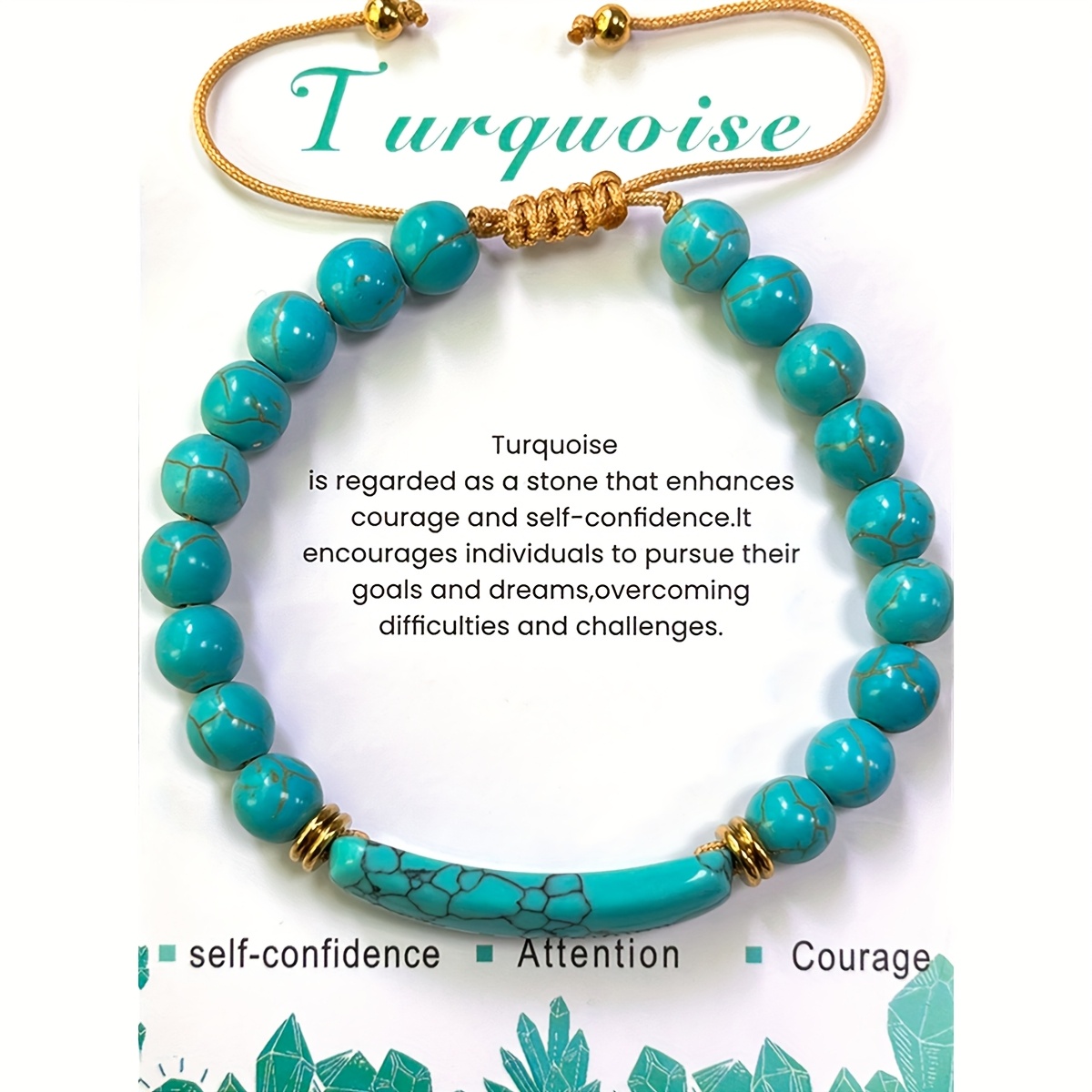 Courage & Confidence Blue Turquoise Bracelet, Bohemian Style